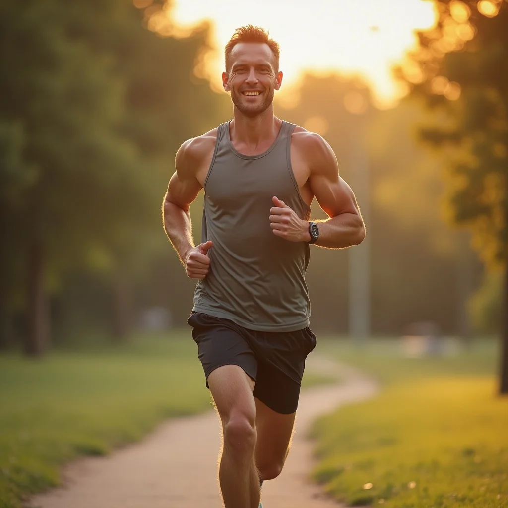 Man exercising outdoors to improve blood flow and reduce erectile dysfunction.